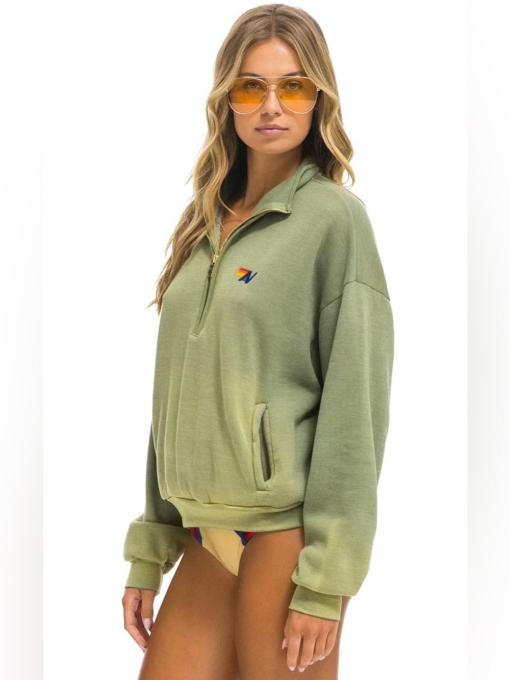 Aviator Nation Essential Half Zip Relaxed Sweatshirt - Picture 10 of 11